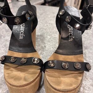 Pedro Garcia black trillian style wedge sandles